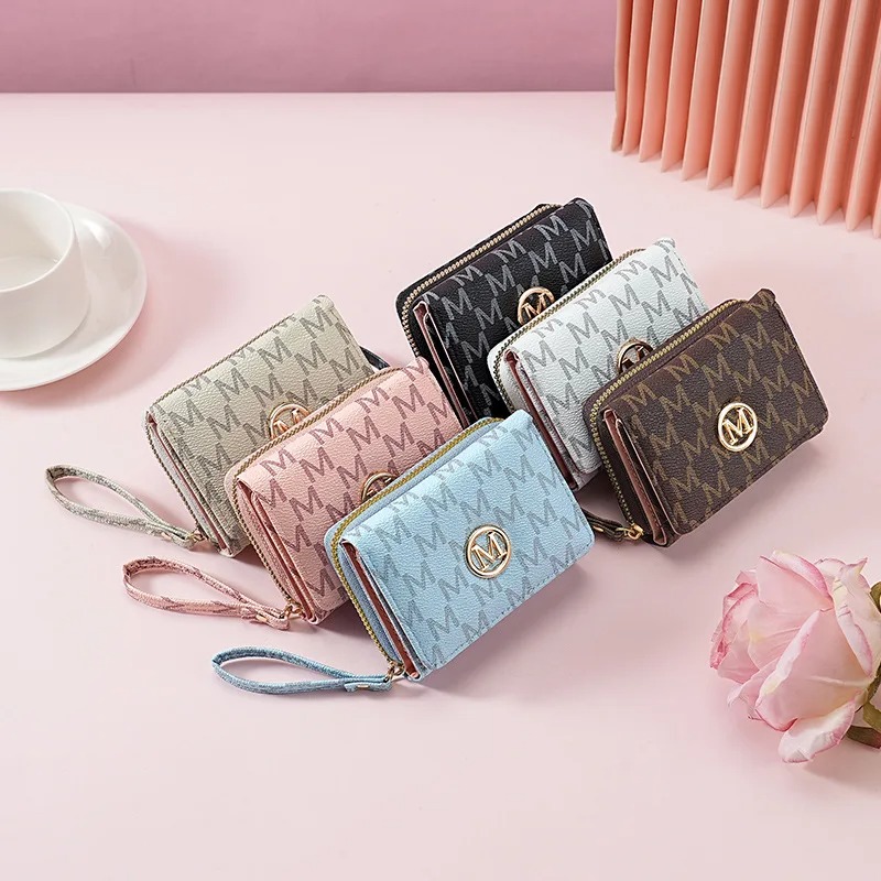 Accordion Wallet Zip - Threefold Zipper Wallet with Letter Pattern,