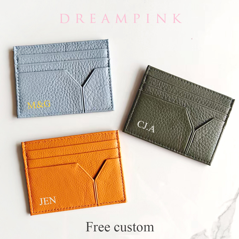Luxury Bags Without Logo - Personalize Name Genuine Leather Card Holder