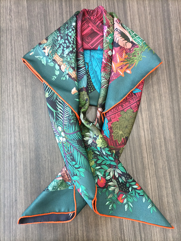 Luxury Bags For Summer - Silk Scarf 90CM Women Hand Rolled