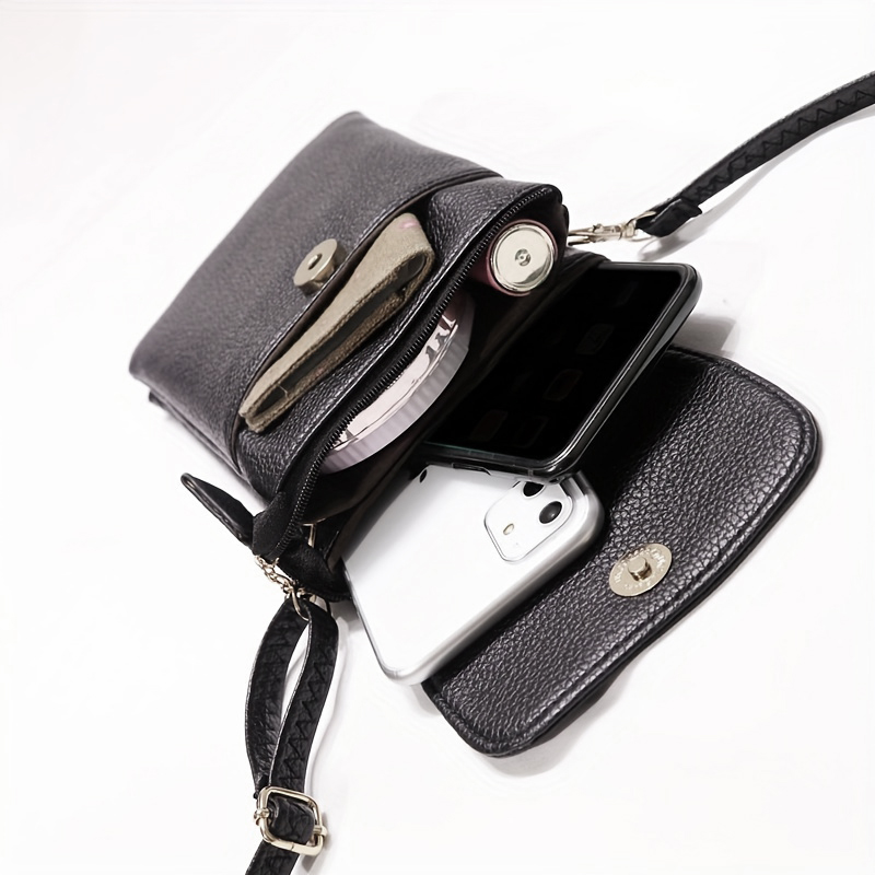 Accordion Wallet Zip - Women Leather Crossbody Phone Bag Small