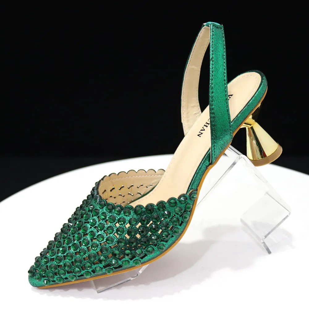 Luxury Green Rhinestone Shoes  - Luxury Bags And Shoes 评论和价格