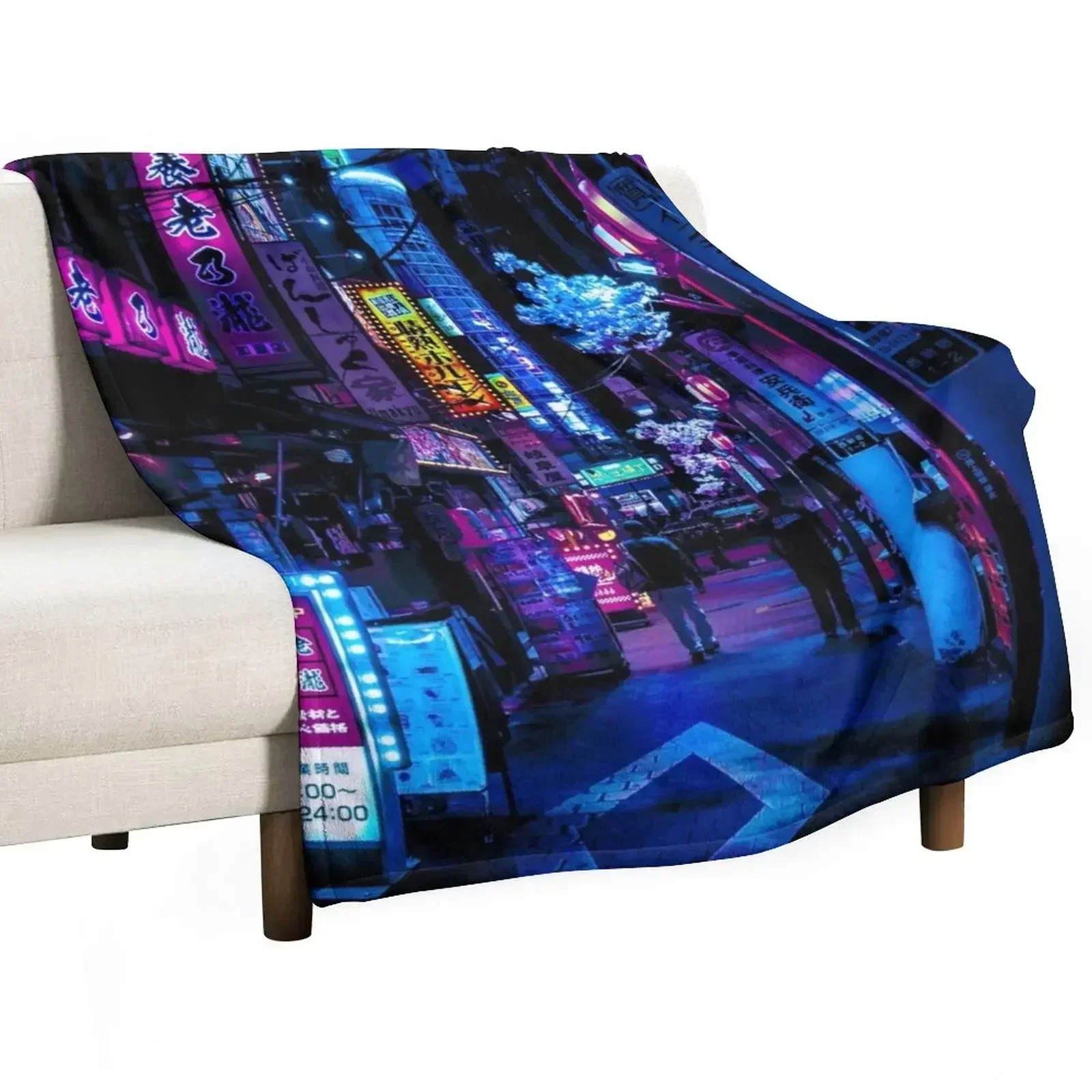 Blue Tokyo Alleys Throw Blanke - Luxury Bags Tokyo 评论和价格