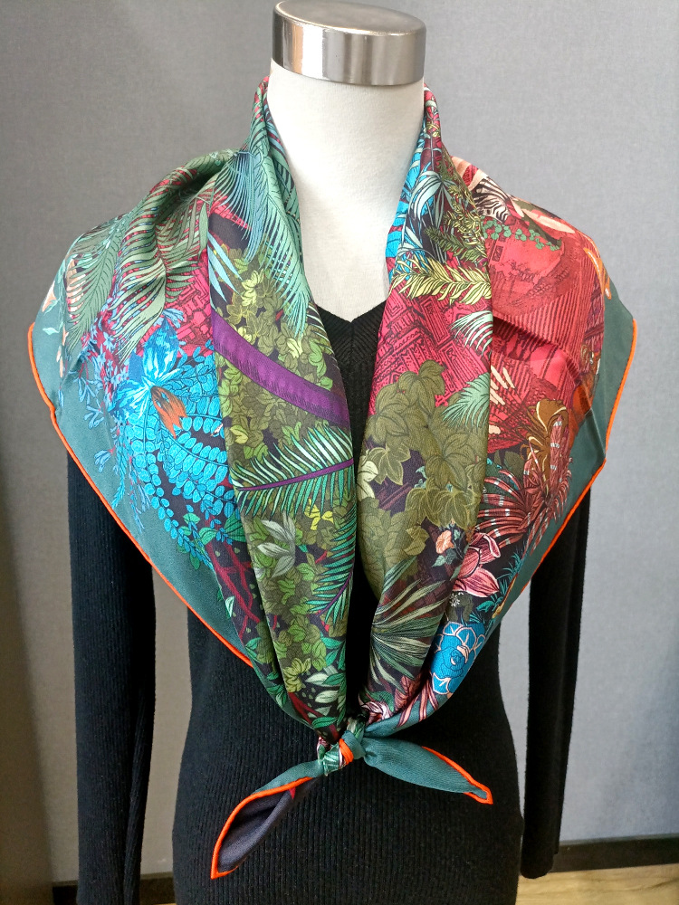 Silk Scarf 90CM Women Hand Rol - Luxury Bags For Summer 评论和价格